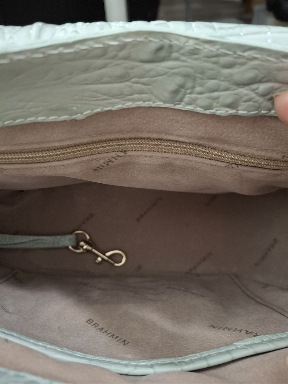 Brahmin Mini Sonny Sea Glass Melbourne Croc Embossed Leather Crossbody NWOT - Picture 6 of 7